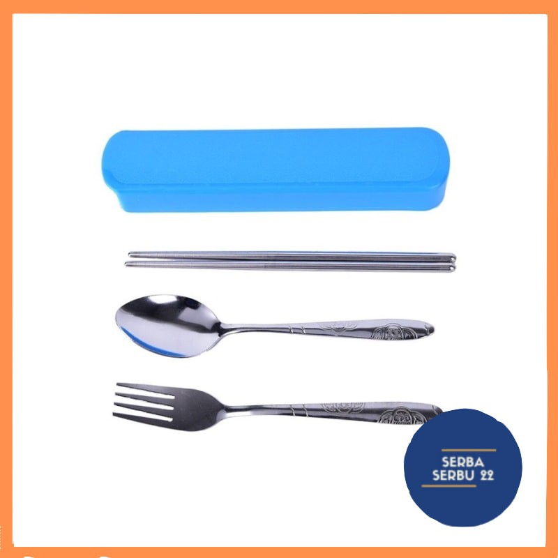 Set Alat Makan Portable Travel / Cutlery Set Stainless Sendok Garpu Sumpit