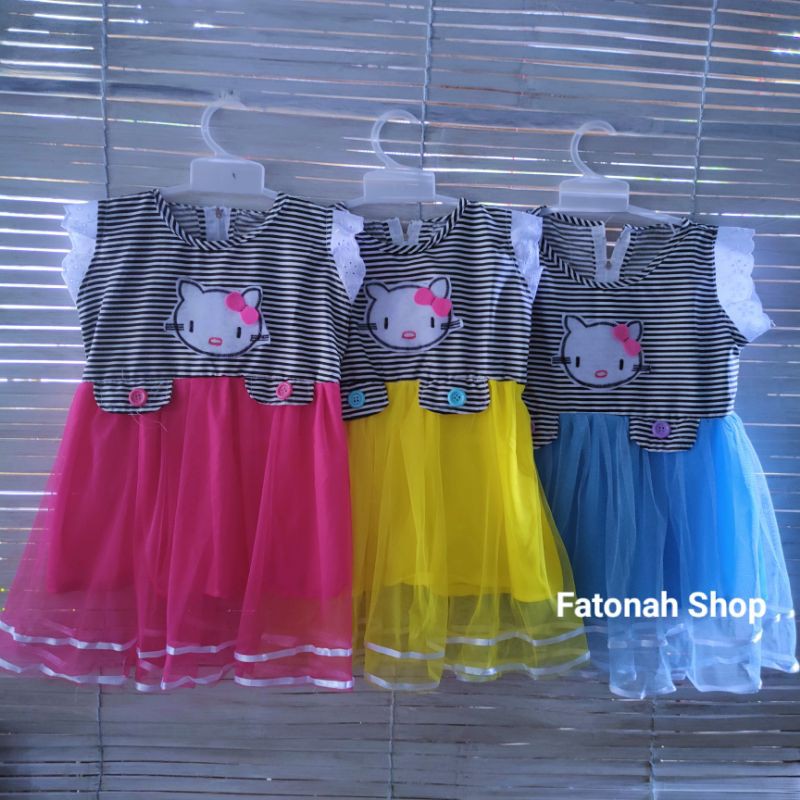 Dress anak cewek perempuan 1 2 tahun gaun anak perempuan hk anak hellokitty