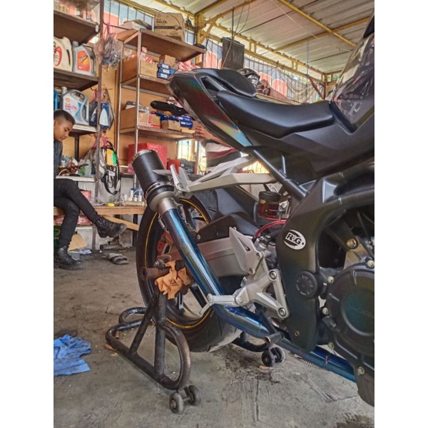 (COD) leher header knalpot racing blue bending custom NINJA250 Z250 MT25 R25 CBR250RR-6