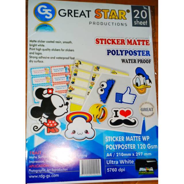 STICKER MATTE POLYPOSTER WP PLASTIK(ANTI AIR/WATER PROFF)A4/20-2