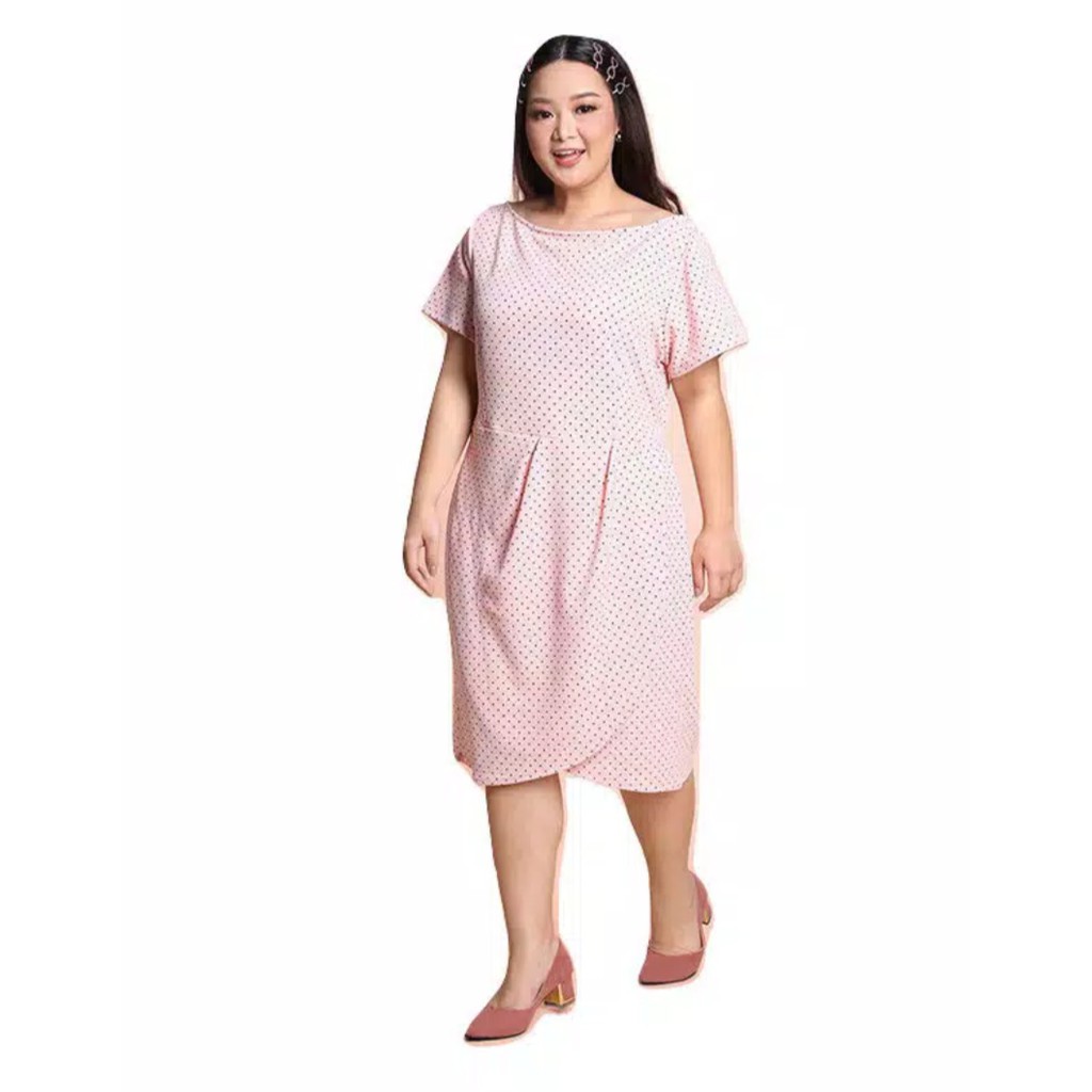 PROMO DISKON Dress | Nilay Polkadot Pleats Big Mini Dress| Big size dress| jumbo dress|