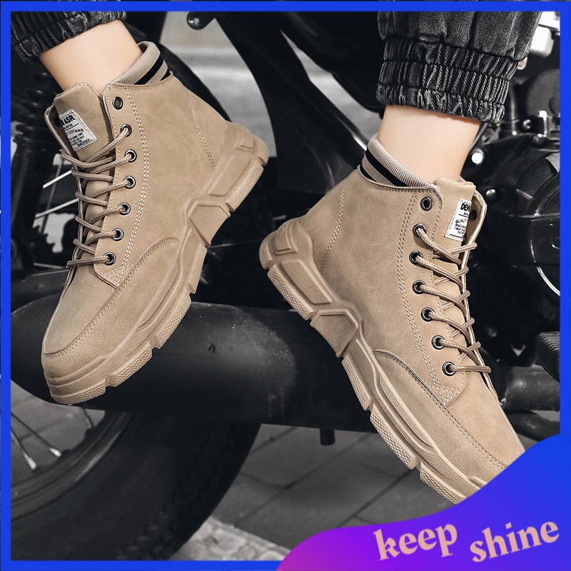 Sepatu Boots Pria Kulit Import 2021 Autumn New Men Shoes Outdoor Moto Boots High Top Martin Boots An
