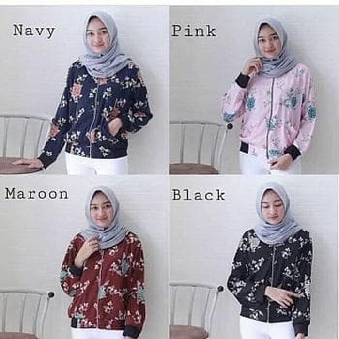 Jaket Wanita JAKET FLOWER MOTIF NEW / JAKET WANITA / JAKET BOMBER(H2Q1) Jaket Wanita Jumbo Jaket Wan