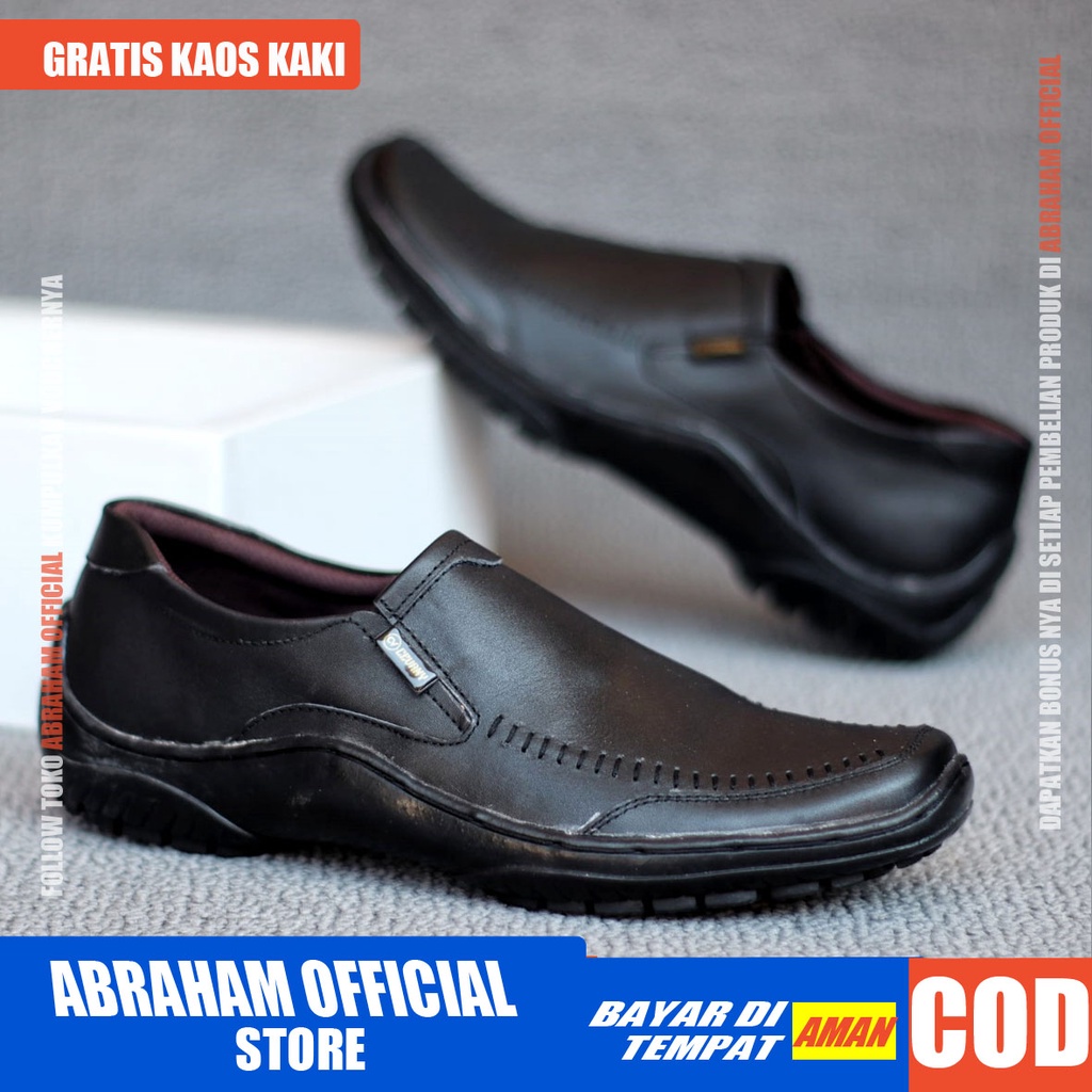 ABRHM VERDIC Sepatu Slip On Pria Kulit Asli Sepatu Pria Casual Pantofel KerjaSepatu Kasual Slop Anti Slip Semi Formal Kerja Kuliah Gaya Santai Keren Kekinian Original Murah Terlaris