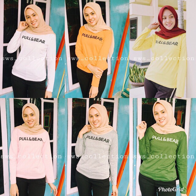 T-shirt pull and bear / kaos cewek pull and bear lengan panjang / baju wanita lengan panjang
