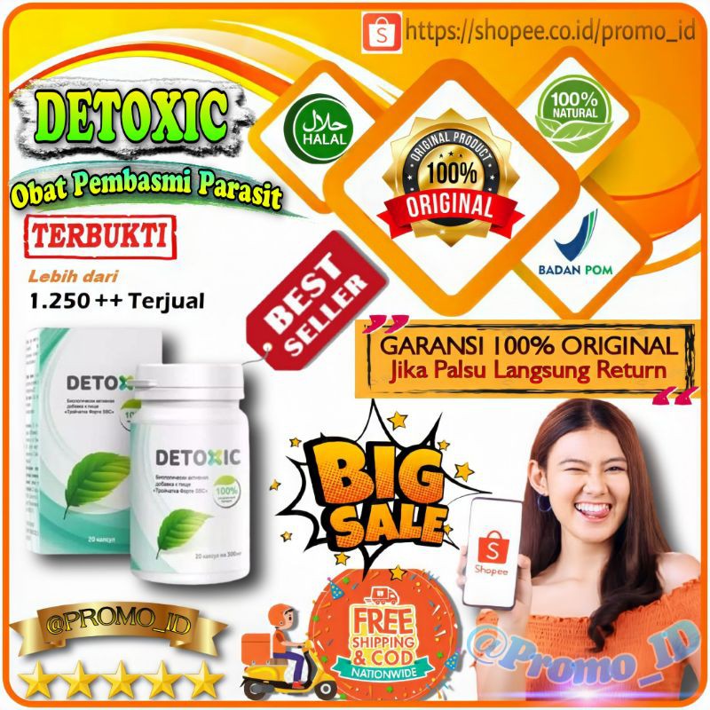 Promo_id DETOXIC hijau ORI (isi 20 kapsul) obat herbal anti parasit toksin 100% asli original
