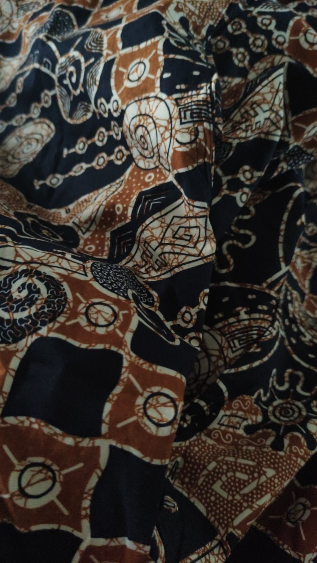 [gridline - Ls032 Light Brown & Brown] Kemeja Batik Pria Katun Lengan Panjang Slimfit