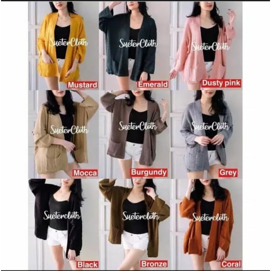 Locy Big Size XXL / Cardigan Rajut Wanita / Outer Rajut Polos Wanita / Cardigan Wanita Panjang