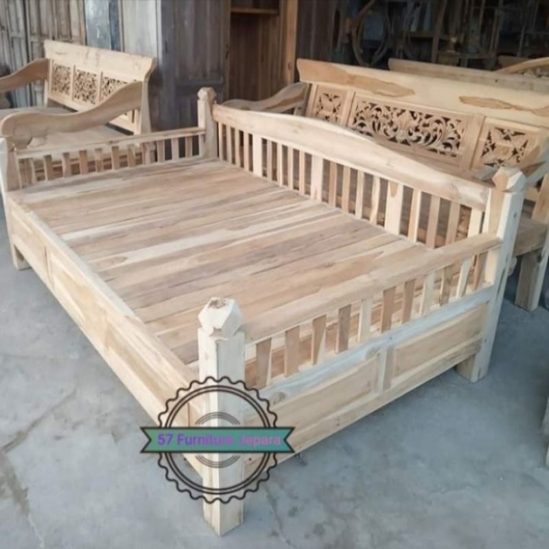Bale bale Daybed besar jati - Kursi tempat tidur mentahan