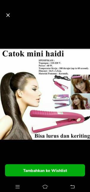 Catok Mini Haidi Pelurus Rambut HD768