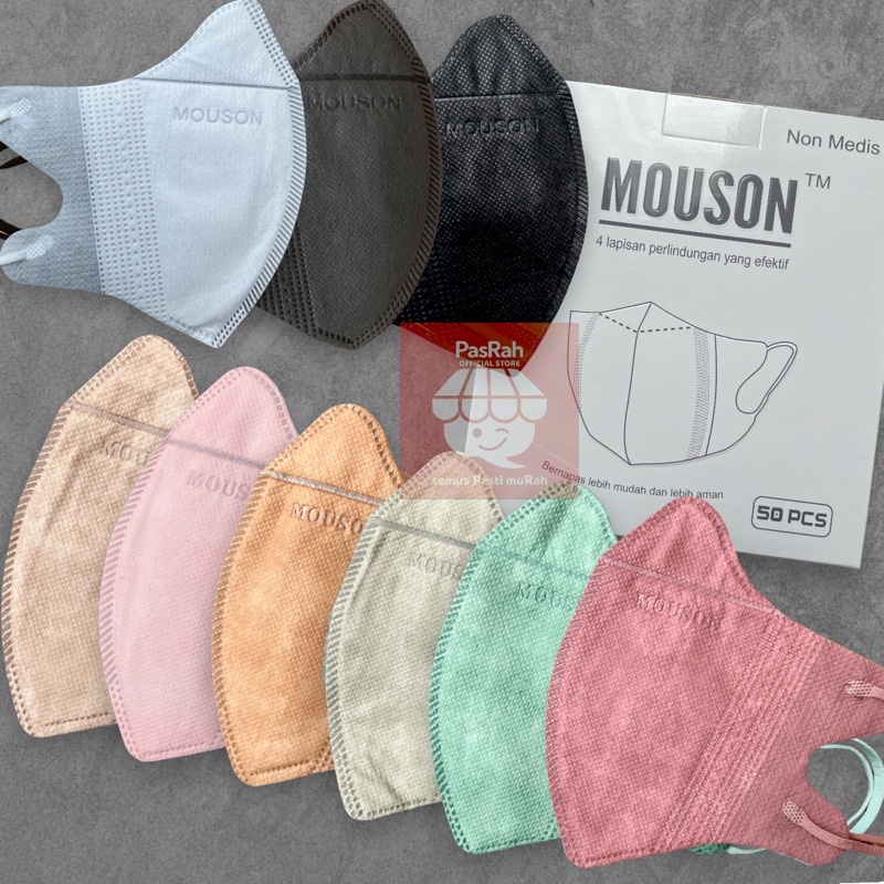 Masker Duckbill MOUSON 4PLY Original Emboss ISI 50 PCS (Mirip Sensi)