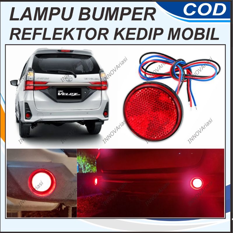 LAMPU REFLEKTOR MATA KUCING BULAT LED REM KEDIP MOBIL MOTOR NMAX AVANZA VELOZ