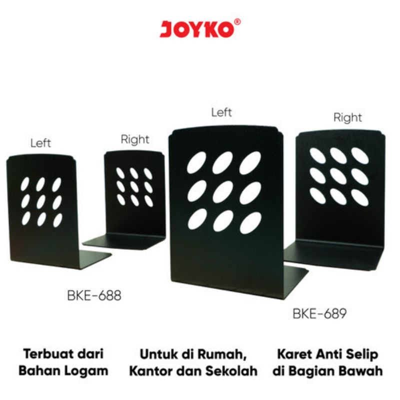 

Book End Joyko BKE | Sandaran Penahan Buku | Pembatas Buku Hitam | Book End Joyko BKE-688 dan BKE-689