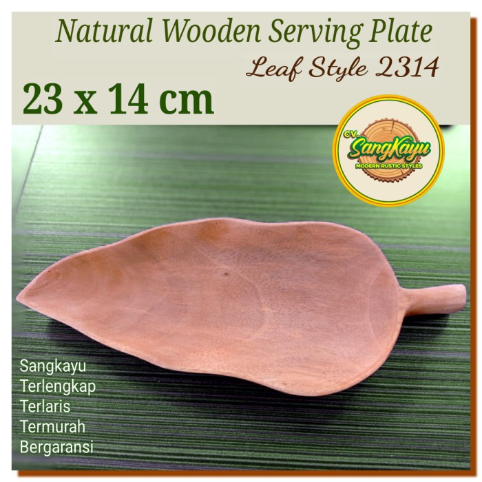 Piring kayu bentuk daun03 Wooden plate serving plates piring saji kayu