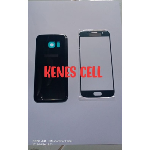 kaca lcd dan backdoor tutup belakang Samsung S7 flat original hitam