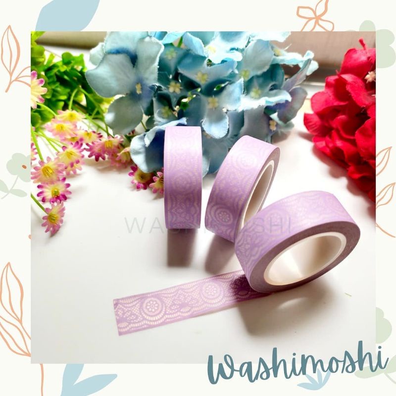

Washimoshi Masking Washi Tape Purple Lace Design (10 meter)