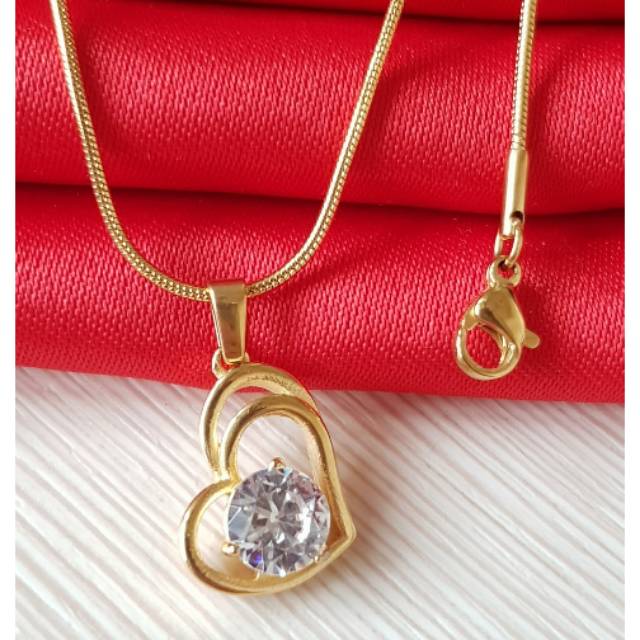 Kalung fashion import / kalung titanium gold antikarat / Love GN026