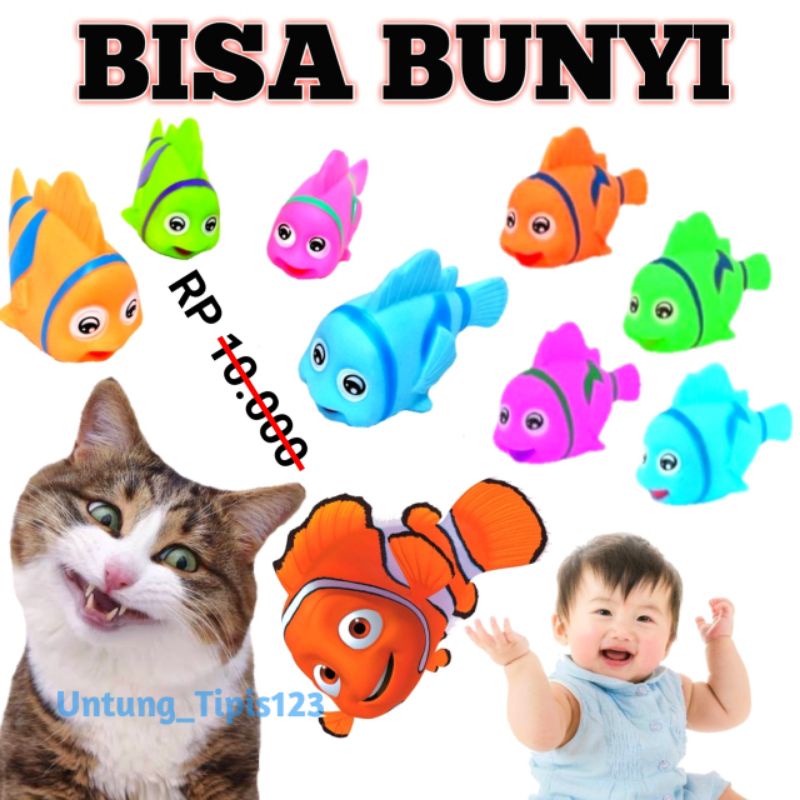 Mainan kucing ikan bisa bunyi mainan gigit anjing bahan karet Suara nyit nyit