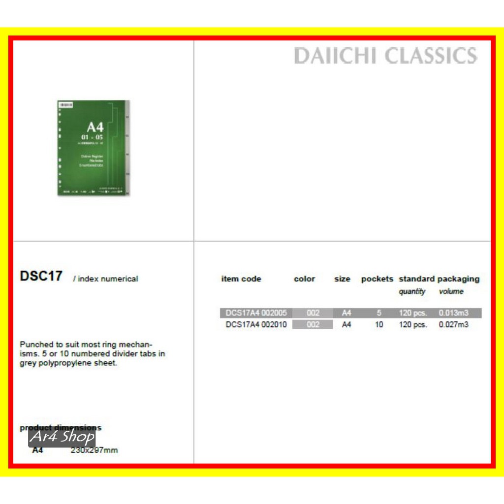 

TERLARIS Index - Daiichi Classic Series - A4 Monthly & 40;Each& 41;