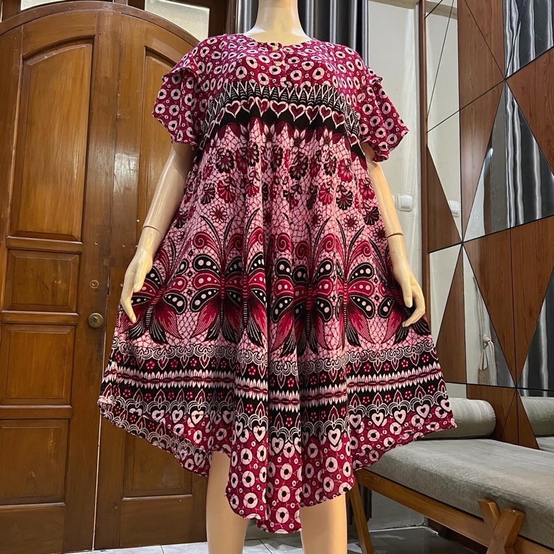 Daster Payung Busui Batik Pola Rok Full Klok Bulat Jumbo LD 125