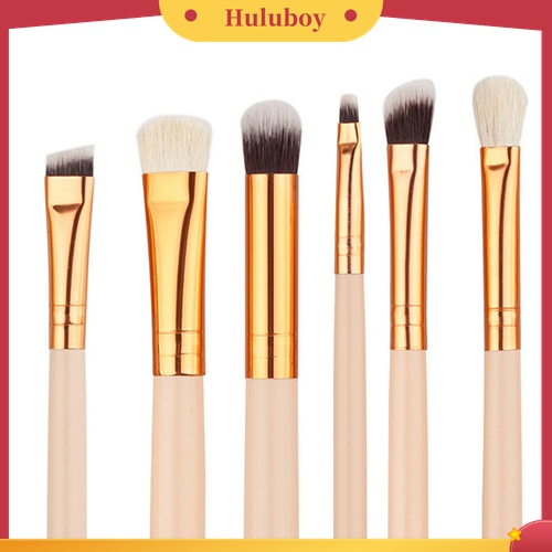 Huluboy Huluboy♡ 12pcs / Set Brush Kosmetik / Makeup Bulu Wol Gagang Kayu Untuk Foundation, Bedak, Eyeshadow, Eyeliner