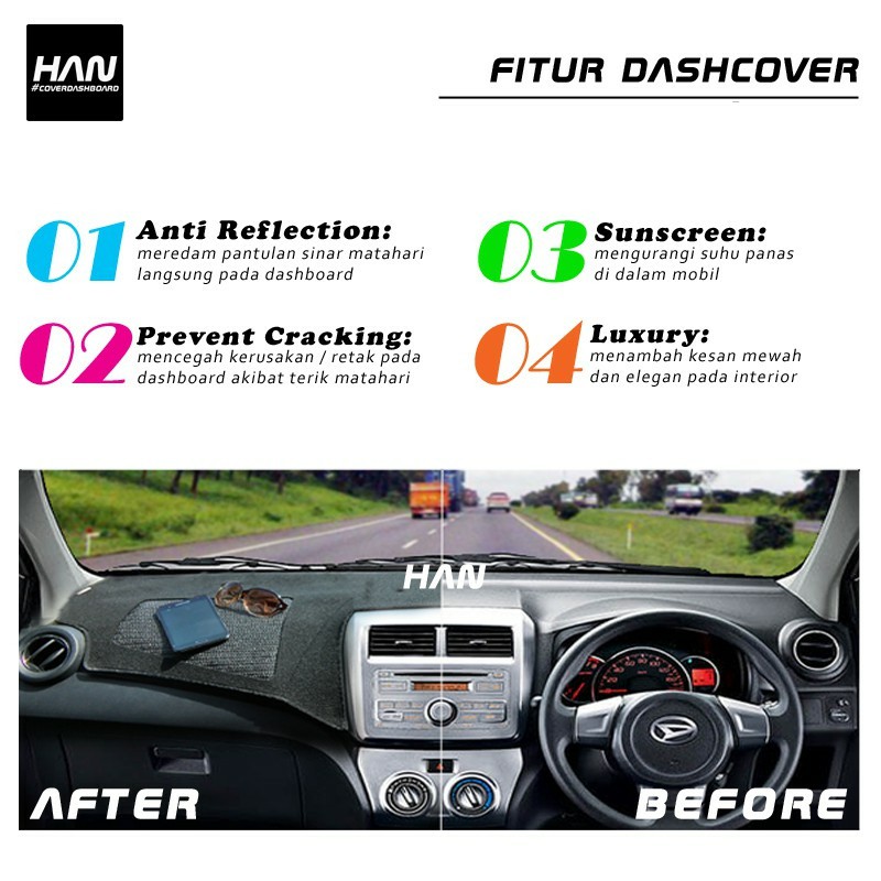 Cover Dashboard Toyota Calya / Daihatsu Sigra - FREE Antislip &amp; Double Tape