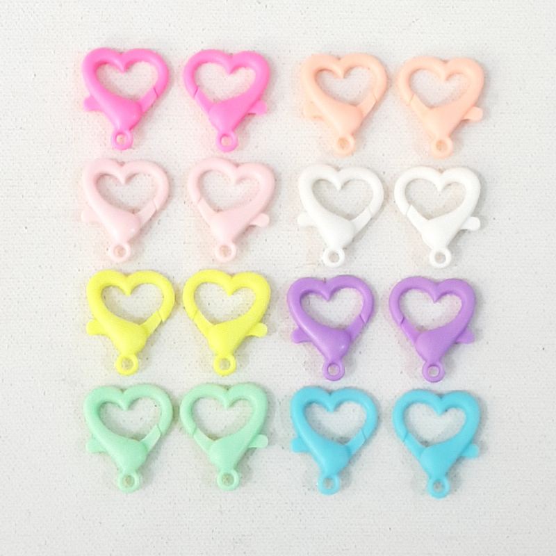 8 Pasang (16biji) Kait Love Plastik mix 8 warna