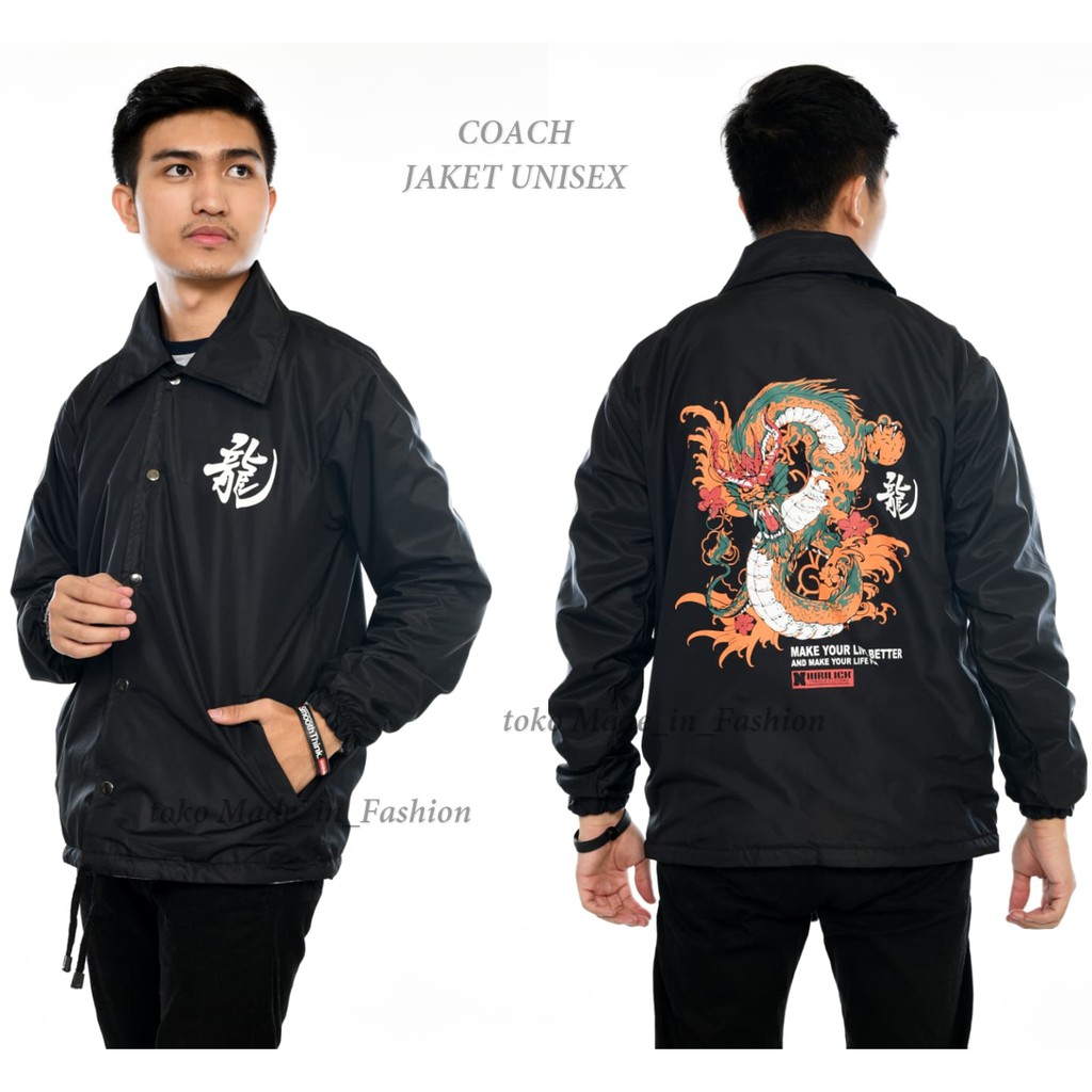 Jaket Coach Pria Terbaru Motif Naga / Coach Jaket Japan / Parasut jaket