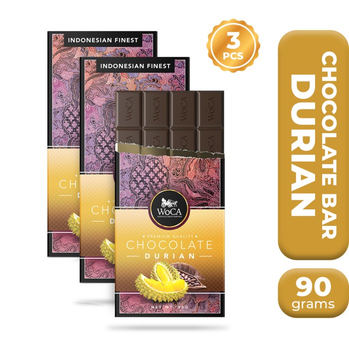 

WOCA PREMIUM CHOCOLATE 3 X 90G BARS - COKELAT BATANG RASA DURIAN