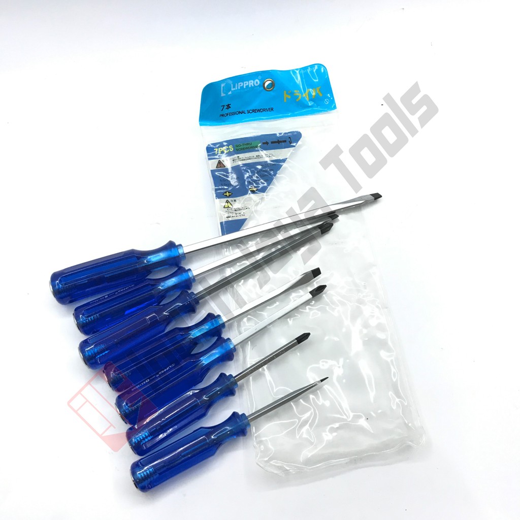 LIPPRO Professional Screwdriver 7 Pcs - Obeng Tembus Set 7 Pcs - Ketok Go Thru