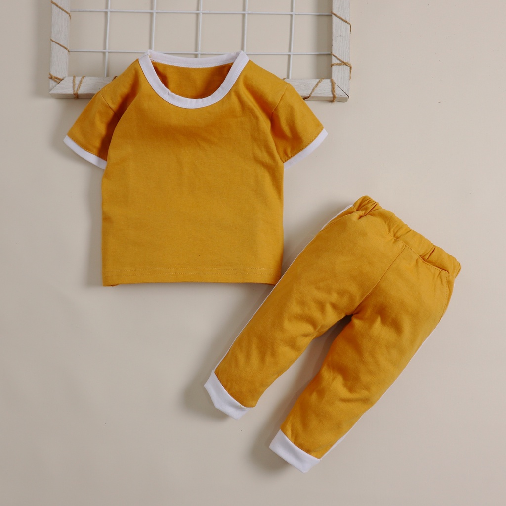 Nuna Store baju anak perempuan baju anak laki laki / Setelan Polos KAOS LIST PANJANG / setelan unisex Usia 0-3 Tahun