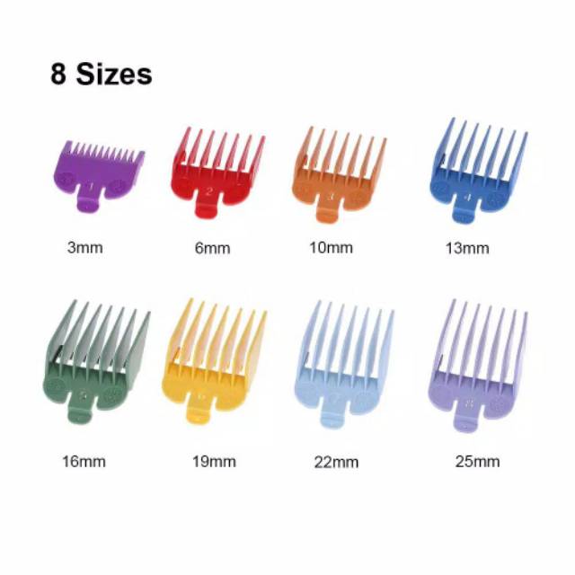 Sepatu warna warni (set 8 pcs warna warni) guard comb alas cliper potong rambut buat wahl supertaper