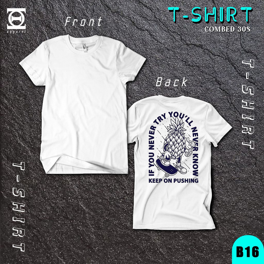 KAOS PUTIH SKATEBOARDING PINEAPPLE || KAOS PUTIH PRIA || KAOS PRIA