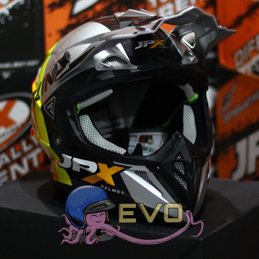 PAKET GANTENG_JPX CROSS MOTIF ORIGINAL + GOOGLE SNAIL (ONGKIR TERMURAH 2 KG) HELM JPX TERBARU