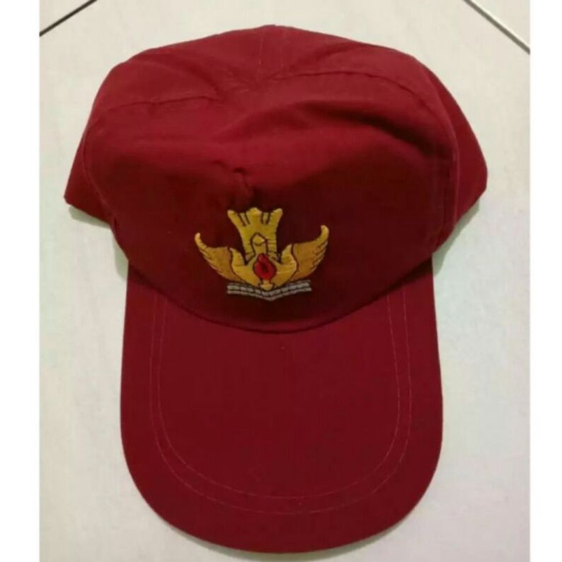 TOPI SERAGAM SEKOLAH SD LOGO BORDIR MERAH DAN MERAH PUTIH ANAK SD