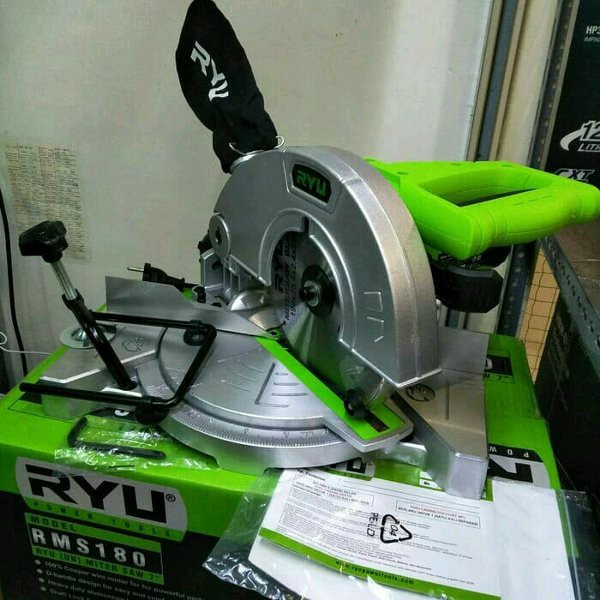 Mesin gergaji pemotong Aluminium RYU MITTER SAW 7&quot;  RMS 180 / Miter Saw 7&quot; inch 7Inch Mitter Saw Mittre Saw RMS 180 Mesin Potong Alumunium Kayu Miter Saw 7 inch