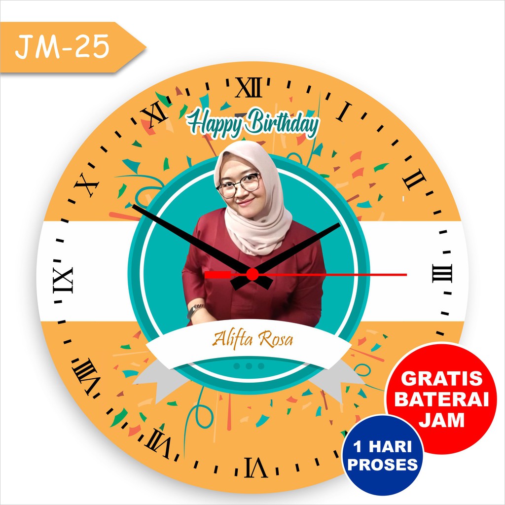 JAM DINDING CUSTOM FOTO PERNIKAHAN WISUDA ULANG TAHUN KAYU ULTAH WANITA PASANGAN SAHABAT TEMAN MURAH