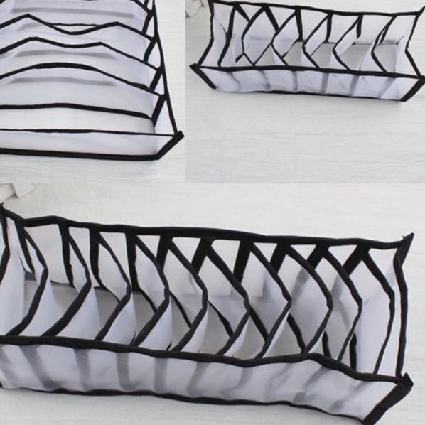 ✴ Tas Penyimpanan Bra Celana Dalam Wanita Travel Organizer Bag FR252 - Abu-abu, 6 Slot Besar ✾