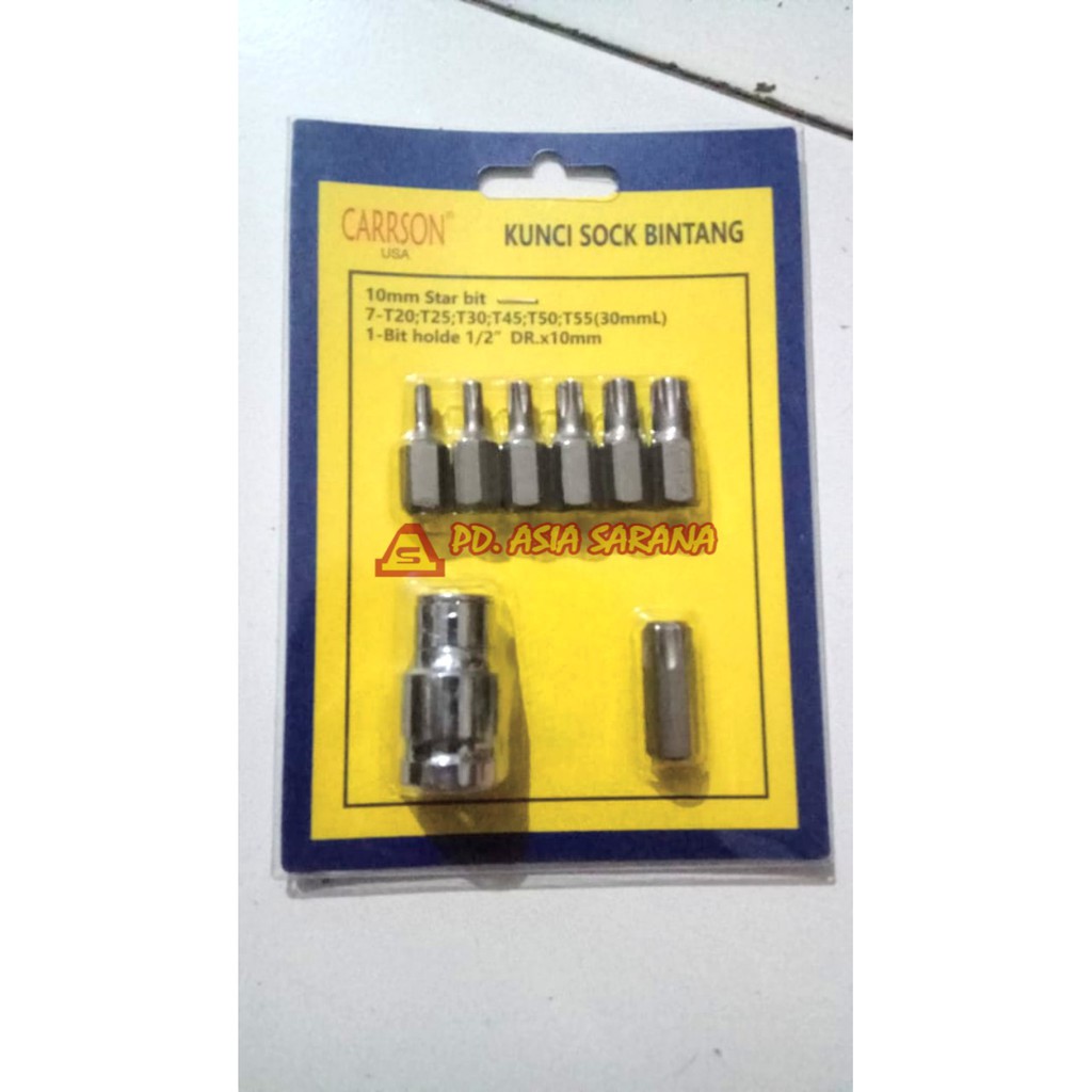 Mata Kunci Sok L Bintang Set Force 1/2" / Star Bit Socket T20 - T55