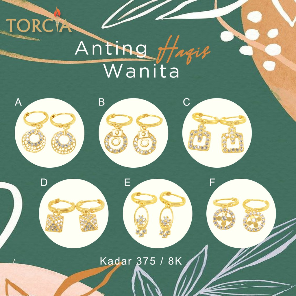 Anting Huggies Wanita Emas Asli Kadar 375 Torcia