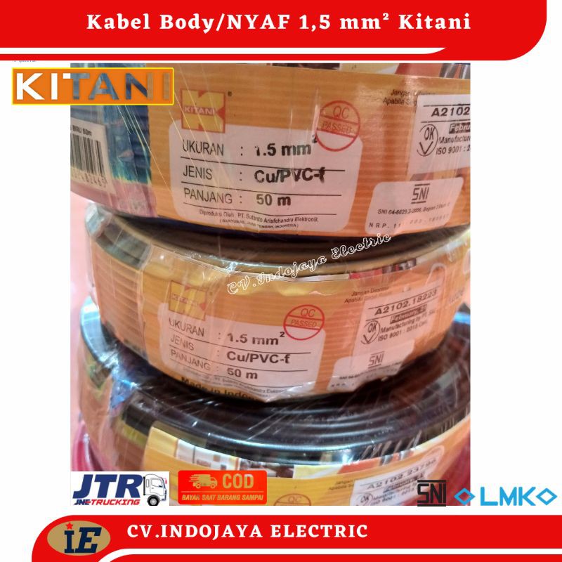 Kabel Body Serabut Nyaf 1x1,5 mm Kitani 50 Meter Kabel Engkel Serabut kabel motor kabel mobil kabel AC kabel electronik kabel bintik