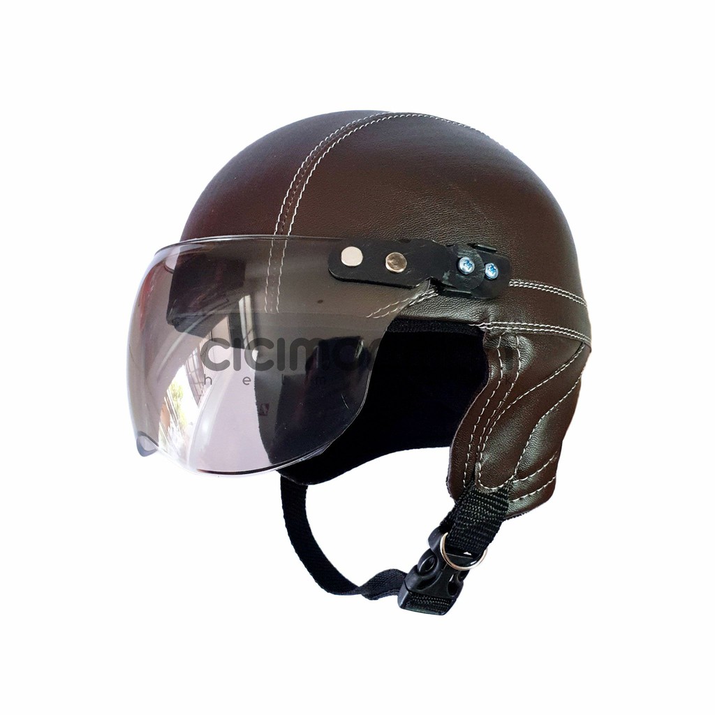 KUALITAS TERBAIK Helm Anak Retro Casual Untuk Usia TK PAUD Warna Dark Choco