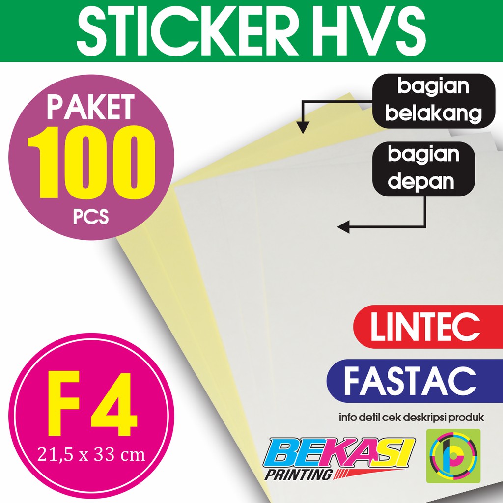 

[TERMURAH] Kertas Stiker HVS Doft / Dove Uk. F4 21,5 x 33 cm - Printable Sticker 1 PACK ISI 100 LBR