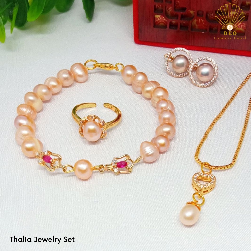 Thalia Jewelry Set 4in1 Perhiasan Mutiara Tawar Lombok Murah