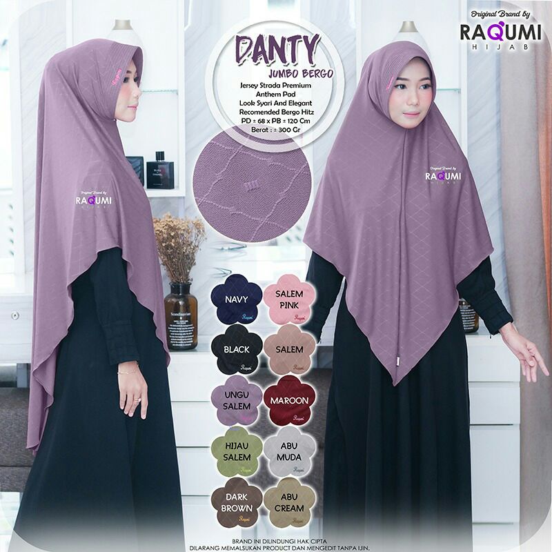 Hijab Instan Terbaru Danty Bergo Original Raqumi / Model Hijab Terbaru 2022 / Style Hijab 2022