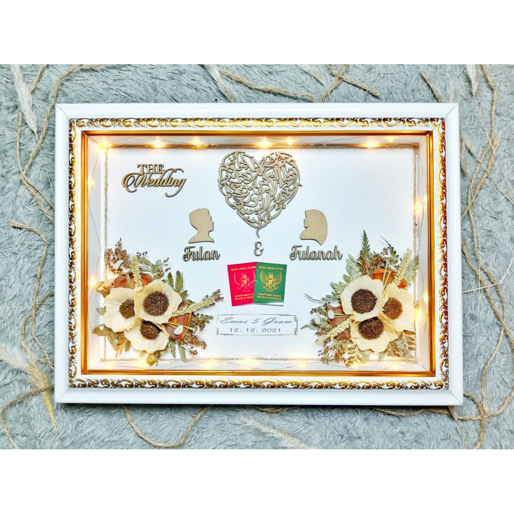 Mahar Pernikahan / Kotak Mahar Rustic Lampu Murah / Mahar Rustic 3D / Seserahan / Elegant / Murah