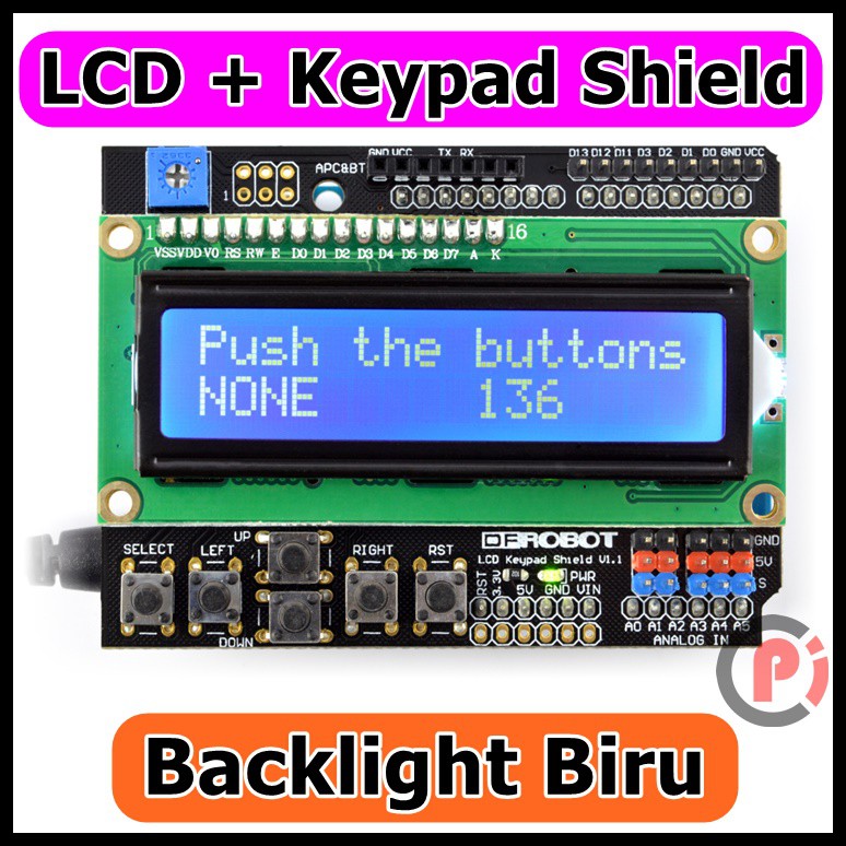 KEYPAD LCD 1602 16X2 BLUE BACKLIGHT SHIELD FOR ARDUINO UNO MEGA