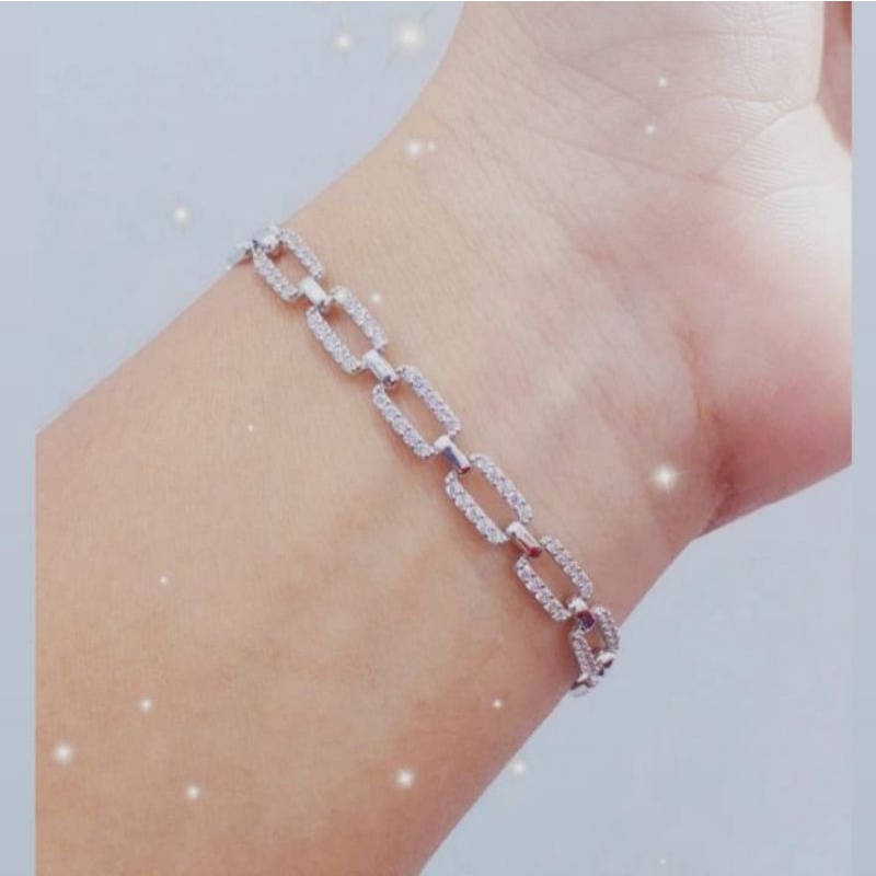 gelang fashion mas putih permata keliling