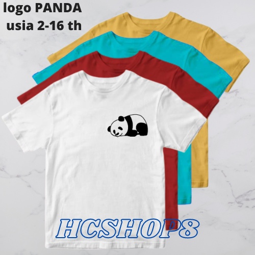 Kaos Anak Gambar Panda Unisex Laki Laki Perempuan Usia 2-16th Cowok Cewek