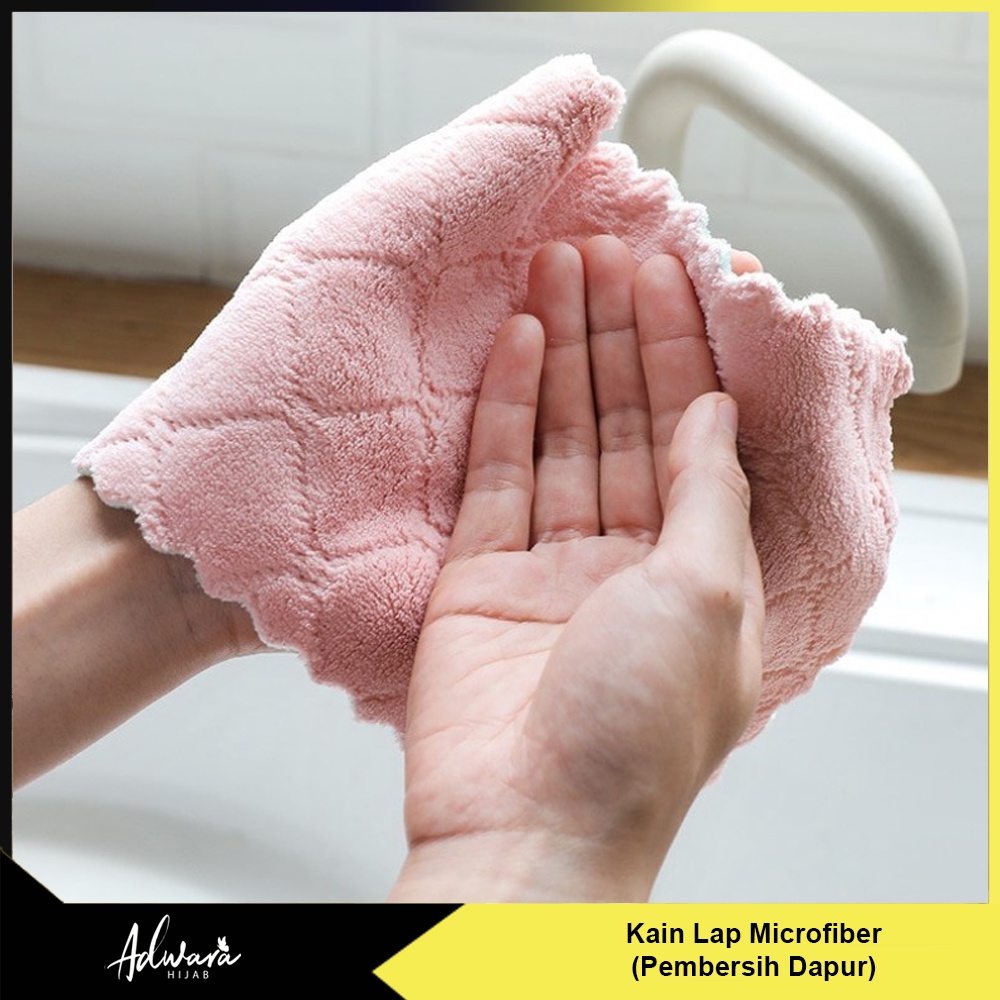 Kain Lap Dapur Microfiber Anti Minyak / Lap Pembersih Piring Gelas Mangkuk Serbaguna